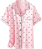 Girls & Womens Satin Pajamas Set, Silk Button-Down Sleepwear 2 Piece Nightwear, 3 Years - Women XXL