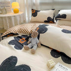 CLOTHKNOW Black Sunflower Full Size Comforter Sets Floral Bedding Comforter Sets Brown Plaid Comforter Beige Black Comforter with 2 x Pillow Cases