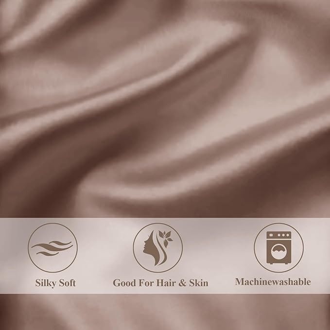 Vielit Standard Satin Pillowcase for Hair 2pc,Similar to Silk Pillow Cases,Easier Care Than Silk Pillowcase,Gifts for Women Men,Rose Taupe,20x26 & Envelope Closure and 2 Satin Scrunchies