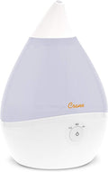Crane Teardrop Ultrasonic Cool Mist Humidifier for Baby Nursery, 0.5 Gallon, Adjustable Settings, Essential Oil Diffuser White