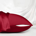 Red Silk Pillowcase for Hair and Skin Made in USA, 22 Momme Mulberry Silk Pillow Case with Zipper, 6A Grade Organic Fabric, Cooling, Anti Acne, Soft, 1 Pc 20"x30" (Queen, Red)