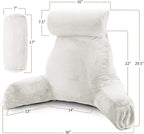 Clara Clark Reading Pillow with Shredded Memory Foam Includes 2 Neck and Lumber Support Pillows, Designed for Sitting Up in Bed and Couch, Back and Arms Adjustable Support for Adults & Teens, White