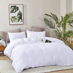 CLOTHKNOW White California King Comforter Set White Bedding Comforter Sets All Season Plain Bed Comforter and 2 x Pillow Cases