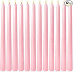 12 Pack 10 inch Pink Taper Candles, Unscented Dripless Candlestick Bulk for Home Dinner Wedding Romantic, Long-Lasting Burn Time of 7-8 Hours