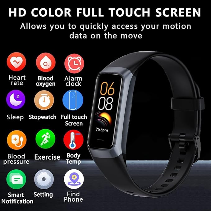 Fitness Tracker with Heart Rate/Blood Oxygen/Sleep Monitor, 20+ Sports Modes Smart Watches for Women/Men, Activity & Step Tracker Smart Watch for Android/iOS Phones
