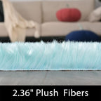 Latepis Big Rugs for Bedroom Teal 6.7x10 Area Rug Light Blue Faux Sheepskin Fur Rug Washable Soft Fluffy Rugs for Living Room Sofa Floor Luxury Home Decor