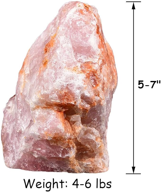 JIC Gem 4-6 lbs Rose Quartz Crystals Lamp, Natural Crystal Night Light Lamp Hand Carved Pink Table Lamp Home Decoration 5-7"