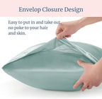 BEDELITE Satin Pillowcase for Hair and Skin, Super Soft and Cooling Similar to Silk Pillow Cases 2 Pack with Envelope Closure, Gift for Women Men(20"x30" Queen Size, Haze Blue)