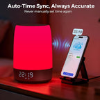 Smart Red Light Therapy Lamp & Sleep Sound Machine for Bedroom with Alarm Clock, 32 White Noises Sound Machine, Night Light with App Control, 5-Level Red Light (620–690nm), 2600mAh Battery（Large）