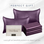 Elegant Comfort 6-Pack King Purple Satin Pillowcase Set with Hidden Zipper Closure, 20" x 40"