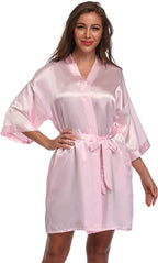 Women's Satin Short Robe Bridesmaid Bride Wedding Party Robes Silky Sleepwear Loungewear