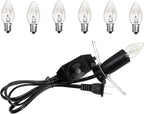 1 Pack Salt Lamp Cord Replacement with Dimmer Switch 5 feet Lamp Cord and 6-Pack Halogen Salt Lamp Bulbs(15 Watts)