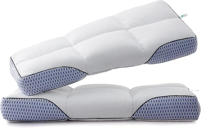 Glaciman Shredded Memory Foam Pillow for Side & Back Sleepers - Firm Ergonomic Pillow for Neck Pain Relief - Machine Washable, Breathable Cooling Mesh Gusset, King (15"x33"x4"), Pack of 2