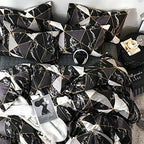 CLOTHKNOW Black White Marble Comforter Set King Triangle Plaid Bedding Sets All Season Geometric Comforter