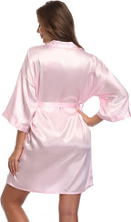 Women's Satin Short Robe Bridesmaid Bride Wedding Party Robes Silky Sleepwear Loungewear