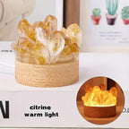 Runyangshi Natural Crystal Night Lamp Bedroom Bedside Sleep Night Light Citrine Healing Crystal Gemstone Quartz Light Ambient Light USB Powered Night Decorations Desktop Ornament for Home Decor Gift