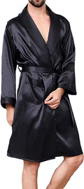 Mens Satin Robe,Silk Long Sleeve House Kimono Bathrobe,Soft Loungewear Dragon Robe