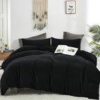 CLOTHKNOW Black Velvet Full Comforter Set, 3Pcs High Material Fluffy Bedding Comforter, Includes 1 Comforter & 2 Pillowcases, Best for Sleeping, Home Decor
