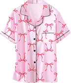 Girls & Womens Satin Pajamas Set, Silk Button-Down Sleepwear 2 Piece Nightwear, 3 Years - Women XXL