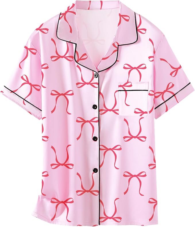 Girls & Womens Satin Pajamas Set, Silk Button-Down Sleepwear 2 Piece Nightwear, 3 Years - Women XXL