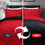 HIG 3pc Red Twin/Twin XL Comforter Set - All Season Reversible Down Alternative Comforter with Sham - Quilted Duvet Insert with Corner Tabs - Diamond Stitched Blanket - Breathable, Soft, Fluffy