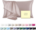 Natural Mulberry Silk Pillowcase for Hair and Skin Queen Size 20"X30" Pillow Case with Hidden Zipper Soft Breathable Smooth Cooling Silk Pillow Covers for Sleeping (Lotus Root Pink,Queen,1Pcs)