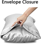 Vielit Satin Body Pillow Pillowcase 1pc,Silky Body Pillow Cover Similar to Silk Pillow Cases Soft Body Pillow Case 20x54 & Envelope Closure,Gift for Women Men Silver Grey & 1 Satin Scunchie