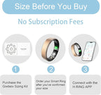 Smart Ring for Women Men, Health Fitness Tracker Ring with Heart Rate/Sleep Tracker/Blood Oxygen/HRV/Stress/Calorie/Steps, IP68 Waterproof for iOS & Android, No APP Fees(Rose Gold,8#)