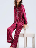 Lonxu Silk Satin Womens Pajama Sets Button Down Sleepwear Loungewear XS~3XL