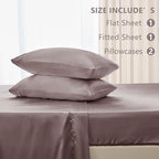 CozyLux Satin Sheets King Size Sheet Set - 4 Piece Silky King Sheets, Luxury Dusty Purple King Bed Set with Smooth and Soft Microfiber, Includes 1 Fitted Sheet, 1 Flat Sheet and 2 Pillowcases