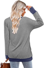 Magritta Women's Long Sleeve Leopard Color Block Tunic Comfy Crewneck T Shirt Tops Black XL