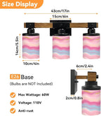 Vanity Lights for Bathroom Wall Lights for Bedroom Living Room Pink Blue Abstract Marble Waves Gold Glitter Accents Modern Bathroom Light Fixtures Wall Sconces 3 Light Home Decor