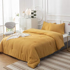 Cottonight Mustard Yellow Comforter Sets Queen Dark Yellow Comforter Full Lightweight Cozy Mustard Bedding Comforter Sets Ginger Yellow Blanket Quilts Soft Comfy for Women Men Adults Teens