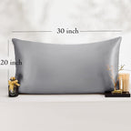 Vielit Queen Satin Pillowcase for Hair 2pc,Similar to Silk Pillow Cases,Easier Care Than Silk Pillowcase,Gifts for Women Men,Grey,20x30 & Envelope Closure and 2 Satin Scrunchies
