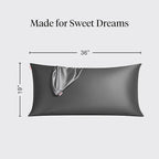 Kitsch Satin Pillowcase with Zipper for Hair & Skin - Softer Than Silk Pillow Cases, Smooth Cooling Satin Pillow Case, Wrinkle-Free, Machine Washable - King Size Satin Pillow Case (19x36) - Charcoal