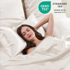 Vielit Standard Satin Pillowcase for Hair 2pc,Similar to Silk Pillow Cases,Easier Care Than Silk Pillowcase,Gifts for Women Men,Beige,20x26 & Envelope Closure and 2 Satin Scrunchies