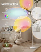5 Head RGBW Halo Projector Floor Lamp, 4000K LED with Replaceable Color Filters, 71 Inch, 15W, Chrome, Sunset Projection Floor Lamp for Bedroom, Living Room, Game Room