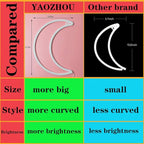YAOZHOU LED Pink Moon Neon Light, Cute Neon Moon Sign,Christmas Room Decor Battery or USB Powered 5V Art LED Decorative Lights Night Lights Indoor for Home, Bedroom, Office,Dorm,Party (Pink Moon)