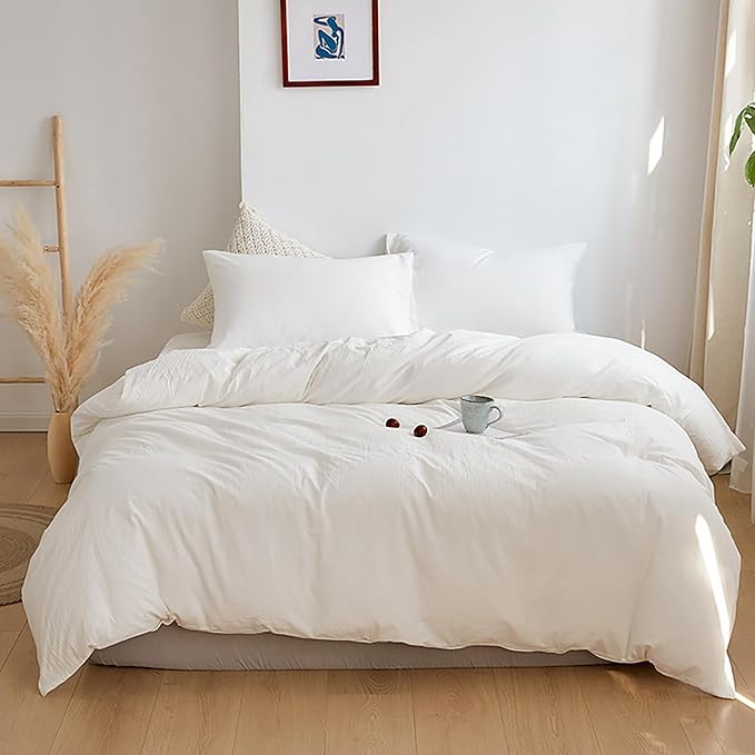Cottonight White Comforter Cal King Plain White Bedding Comforter Set California King Solid Color Plain Solid Blanket Quilts Cozy Durable Soft Modern Bedding Comforter Sets Women Men