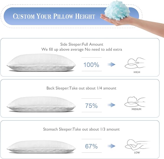 Meoflaw Cooling Pillows for Sleeping King Size Set of 2,Shredded Memory Foam Bed Pillow with Pillow Case-Double Sided Material,Adjustable Loft King Pillow for Side & Back Sleeper-Medium Firm