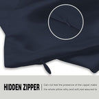 Silk Pillow Cases 2 Pack Soft Breathable and Sliky King Size Pillow Cases Set of 2,Natural Mulberry Silk Pillowcase Set of 2 for Hair and Skin with Hidden Zipper (Navy Blue,20"X 36",2pcs)