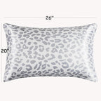 Satin Pillowcase for Hair and Skin, Soft and Cooling Similar to Silk Pillow Cases 2 Pack with Envelope Closure Standard Size Satin Pillow Covers, Gift for Women Men(20"x26", Leopard, Silver)