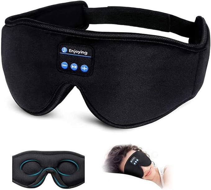 3D Sleep Mask with Bluetooth Headphones, Bluetooth Wireless Music Eye Mask, Sleeping Headphones for Side Sleepers, Sleep Mask with Bluetooth Headphones Ultra-Thin Stereo Speakers for Men&Women