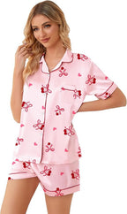 Girls & Womens Satin Pajamas Set, Silk Button-Down Sleepwear 2 Piece Nightwear, 3 Years - Women XXL