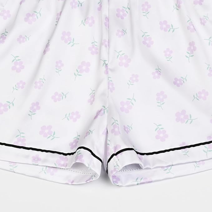 QPANCY Kids Satin Pajamas Sets Baby Boy Girl Button-Down Silk Sleepwear 2 Piece Short Sleeve Loungewear Clothes Set