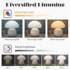 Cute Small Mushroom Lamp, PE Lampshade, Ceramic Base, Adjustable Light Color and Brightness with Power-Off Memory, Safe USB Powered, LED Mushroom Light for Bedroom Living Room (White)