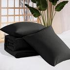 WRENSONGE Comforter Full Size, 3 Piece Black Soft Full Comforter Sets- Warm Bedding Set Full Suitable for All Seasons