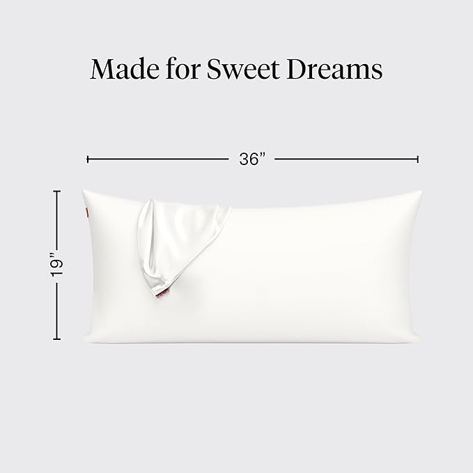 Kitsch Satin Pillowcase with Zipper for Hair & Skin - Softer Than Silk Pillow Cases, Smooth Cooling Satin Pillow Case, Wrinkle-Free, Machine Washable - King Size Satin Pillow Case (19x36), Ivory 2pcs