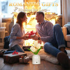 Birthday Gifts for Women/Mom Table Lamp, 3 Color Crystal Flower Bedside Lamps Infinitely Dimming with USB Charge Small Night Light,Nightstand Touch Lamp for Bedroom (S-White)