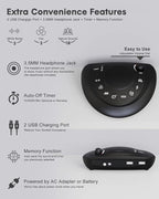 White Noise Machine, Portable Sleep Sound Machine with 24 Soothing Sounds, Timer & Memory Function, Headphone Jack, USB Charging, Powered by AC or Battery for Baby, Kids, Adults, Travel